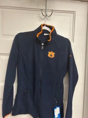 Columbia Auburn Navy & Orange Full-Zip Fleece Jacket